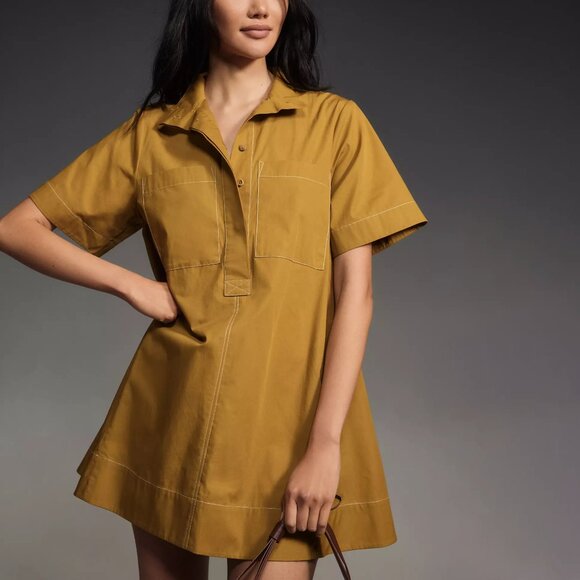 Anthropologie The Jeannie Short-Sleeve A-Line Mini Dress by Maeve